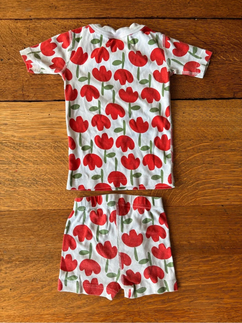 Hanna Andersson Red Tulip Print Short Sleeve Pajama Set